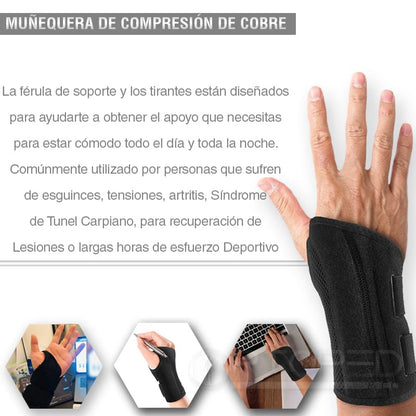 iCooper® Muñequera de Compresión de Cobre para Artritis, Túnel Carpiano y Tendinitis