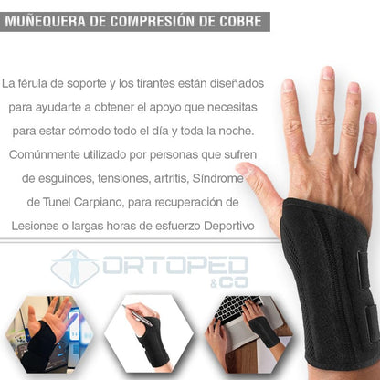 iCooper® Muñequera de Compresión de Cobre para Artritis, Túnel Carpiano y Tendinitis