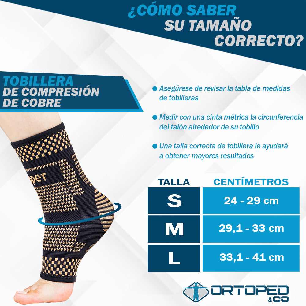 Tobillera de Compresión de Cobre iCooper® para Alivio de Dolor y Prevención de lesiones ( Compra 1 y lleva 2 )