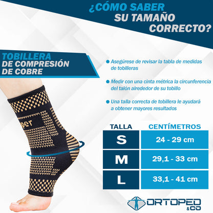 Tobillera de Compresión de Cobre iCooper® para Alivio de Dolor y Prevención de lesiones ( Compra 1 y lleva 2 )
