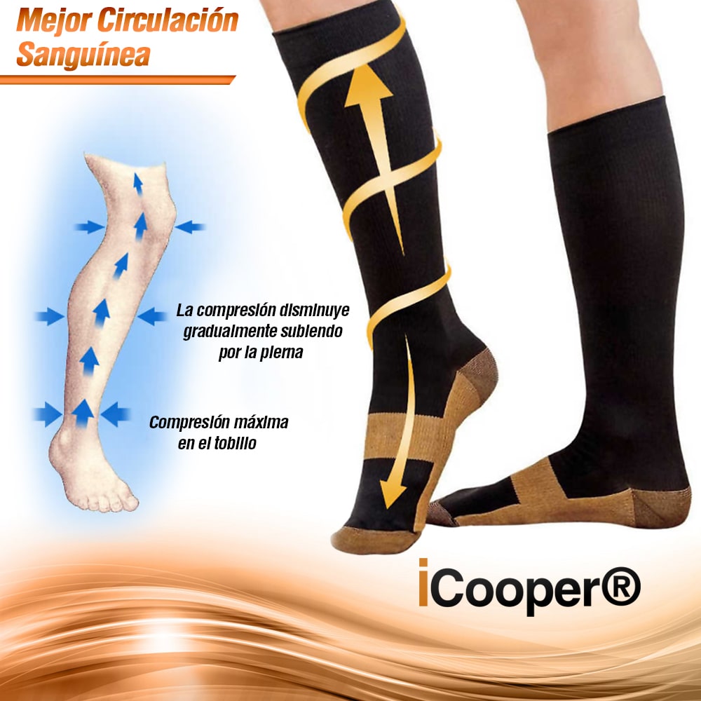 Calcetines de Compresión con Infusión de Cobre, de 15-20 mm Unisex 3 PACK